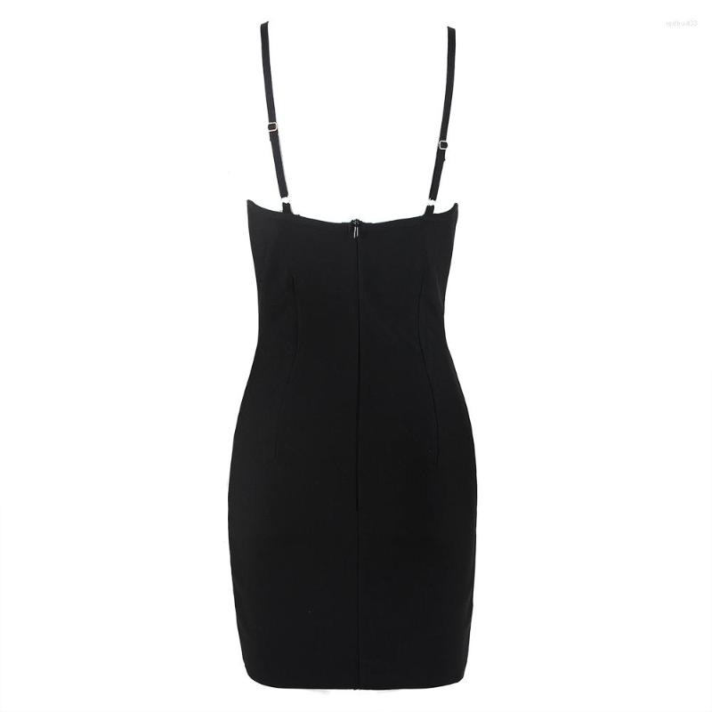 Casual Dresses Fu Rui Winter 2023 Women Dress Bandage Bodycon Black White Embellished Diamonds Flowers Party Evening Clu