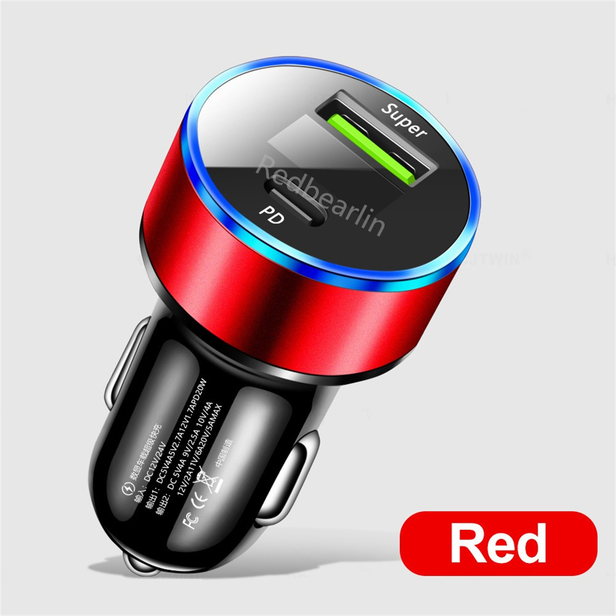PD Car Charger 20W Fast Charging Car Phone Charger With LED Display For iPhone 12 13 14 15 16 Xiaomi Huawei Samsung USB Type C Charger In Car