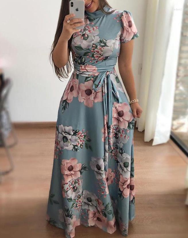 Casual Dresses Women's 2023 Summer Fashion Floral Print Short Sleeve Mock Neck Tie Waist Daily Maxi Dress
Casual Dresses Women's 2023 Summer Fashion Floral Print Short Sleeve Mock Neck Tie Waist Daily Maxi Dress