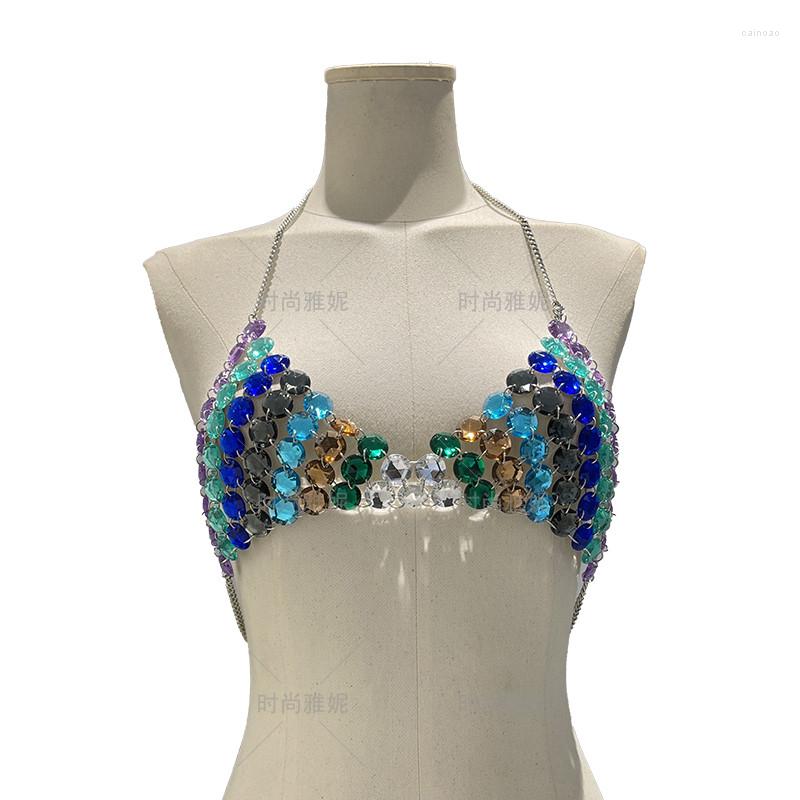 Women's Tanks Colorful Crystal Sling Crop Tops Women Sexy Hollow Out See Through Backless Tank Top Rave Festival Party Chest Chain Vest, Picture color
Women's Tanks Colorful Crystal Sling Crop Tops Women Sexy Hollow Out See Through Backless Tank Top Rave Festival Party Chest Chain Vest, Picture color