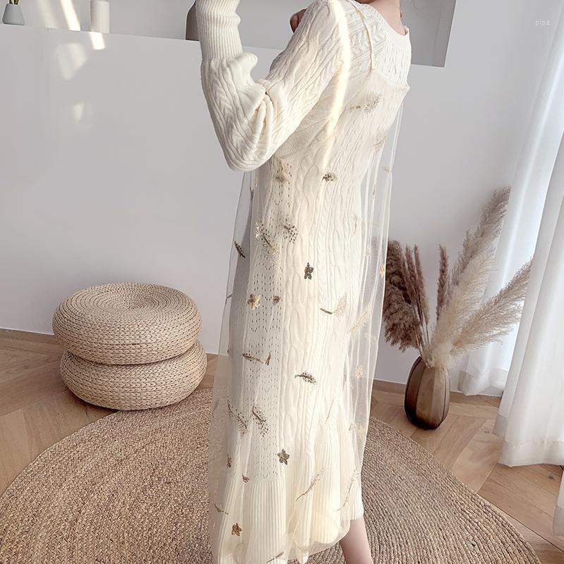 Casual Dresses Women Knitted With Mesh Spaghetti Strap Dress Korean Chic Slim Knit Sweater Female Long Sleeve Soft Vestidos Winter Autumn, Single sweater
Casual Dresses Women Knitted With Mesh Spaghetti Strap Dress Korean Chic Slim Knit Sweater Female Long Sleeve Soft Vestidos Winter Autumn, Single sweater