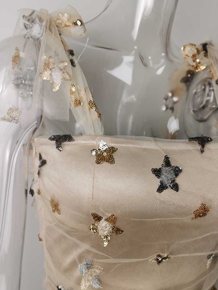 Lovely Cute Star Sequin Vest Tops For Girls Summer Daily Outfits Clothing Chic y2k Self Bow Tie Strap Camis Tops 2022