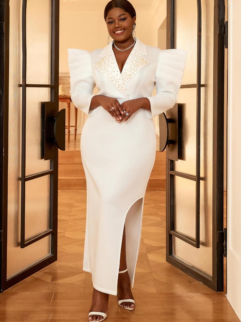 Casual Dresses Formal Beaded White For Women Party Evening Long Sleeve Notched Lapel Slit Dress Modest Night Out Gowns Large Size
Casual Dresses Formal Beaded White For Women Party Evening Long Sleeve Notched Lapel Slit Dress Modest Night Out Gowns Large Size