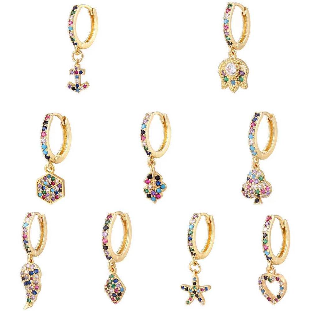HECHENG,1Piece ,Small Hoop Earring, Women ,CZ Rainbow Jewelry ,Gold Color,Flower leaf heart mini charm jewelry
HECHENG,1Piece ,Small Hoop Earring, Women ,CZ Rainbow Jewelry ,Gold Color,Flower leaf heart mini charm jewelry