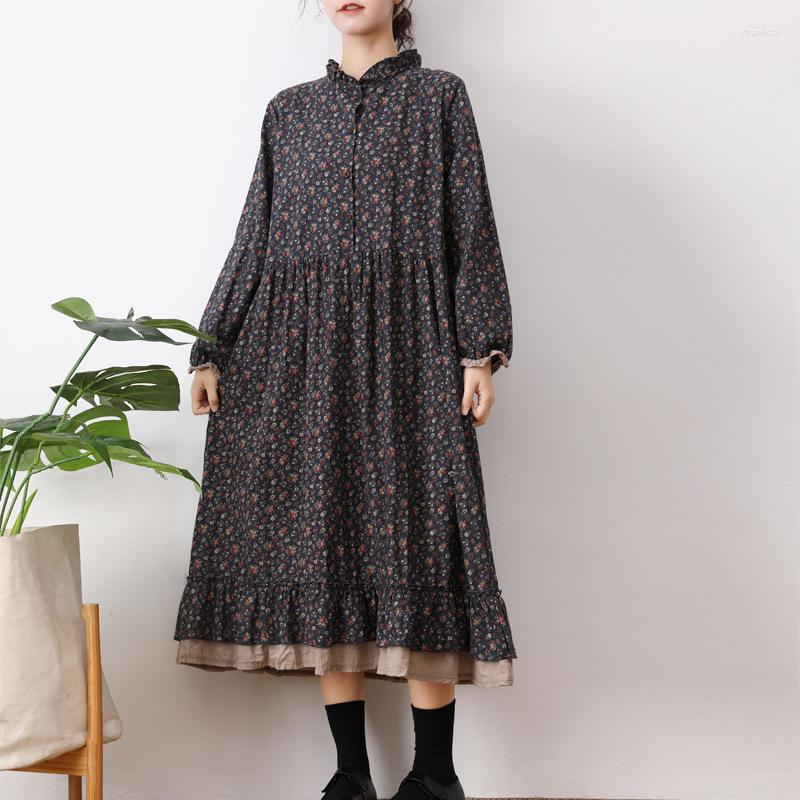 Casual Dresses Japanese Mori Girl Floral Print Dress Pretty Cotton Linen Autumn Women Loose Long-sleeved Midi DD250, Blue
Casual Dresses Japanese Mori Girl Floral Print Dress Pretty Cotton Linen Autumn Women Loose Long-sleeved Midi DD250, Blue