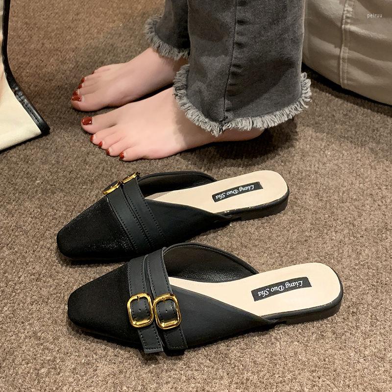 Slippers 2023 Spring Summer Women Flat Heels Mules Fashion Buckle Design Patchwork Leather Outdoor Slides Casual Ladies Shoes, Black
Slippers 2023 Spring Summer Women Flat Heels Mules Fashion Buckle Design Patchwork Leather Outdoor Slides Casual Ladies Shoes, Black