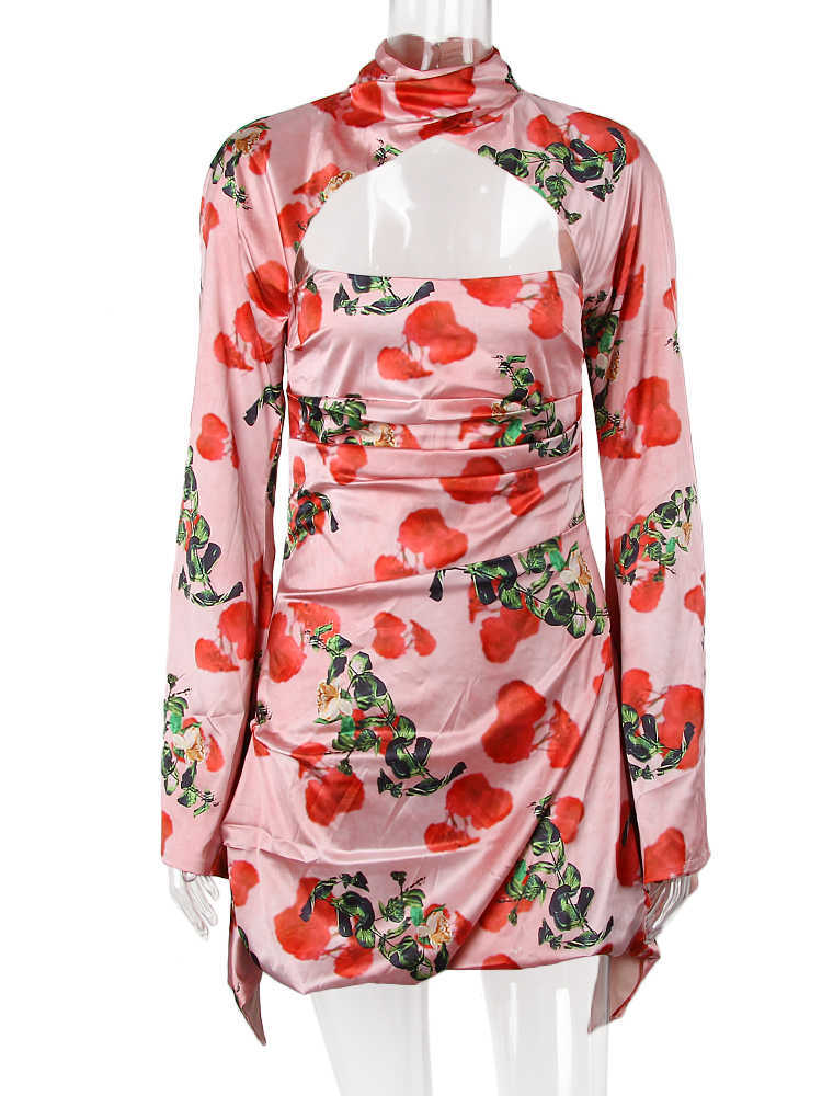 Rose Print Draped Mini Dress White Wedding Party Clothing Chic Romantic Date Nights Outfits Full Lined Satin Dress 2022