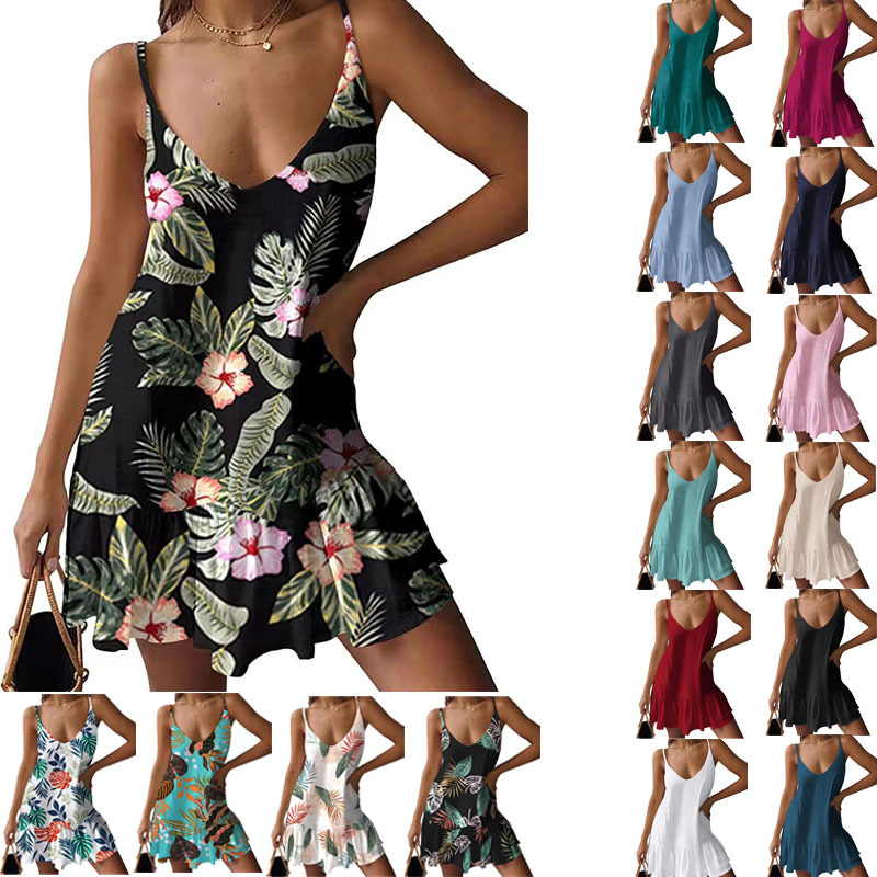 2023 European and American summer new women' loose casual print V-neck suspender Cami beach dress
2023 European and American summer new women' loose casual print V-neck suspender Cami beach dress