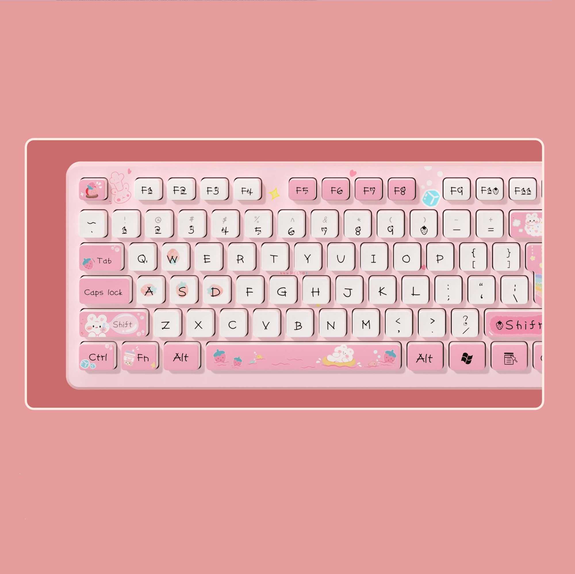 Keyboards Kawaii Pink Wired Keyboard for Office PC with Mute Click Gaming Keyboard for Girl Gaming Accessories Keyboard Green Blue Purple G230525