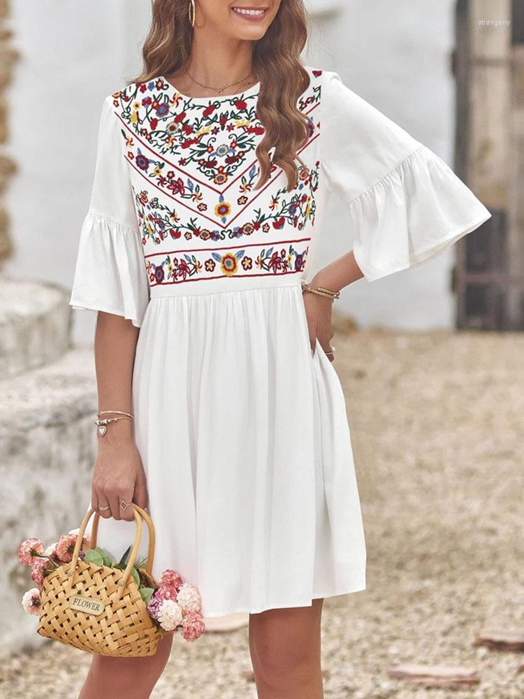 Party Dresses Ethnic Casual Women' 2023 Summer Spring Ladies Vacation O-Neck Embroidery Flower Mini Dress Women Flare Sleeve Vestidos, Black
Party Dresses Ethnic Casual Women' 2023 Summer Spring Ladies Vacation O-Neck Embroidery Flower Mini Dress Women Flare Sleeve Vestidos, Black