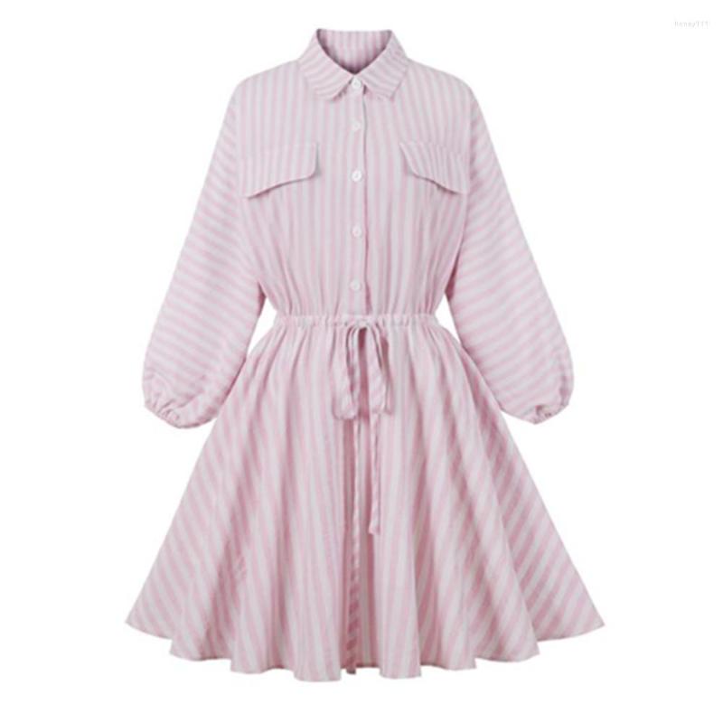 Casual Dresses Pink Striped Lantern Sleeve Dress For Women Turn Down Collar Shirt Ladies Streetwear Drawstring Vestidos, Striped dress
Casual Dresses Pink Striped Lantern Sleeve Dress For Women Turn Down Collar Shirt Ladies Streetwear Drawstring Vestidos, Striped dress