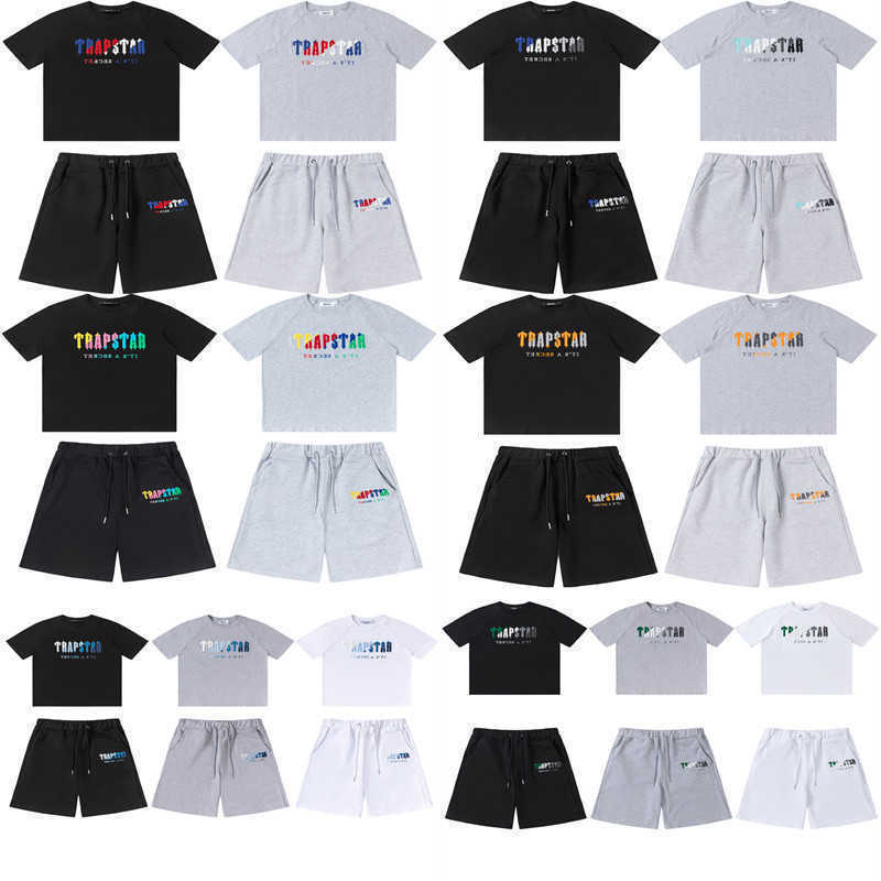 Mens Designer Tracksuits Trapstar Rainbow Letter Gradient Embroidery Letter Round Neck Short Sleeve Sports Two Piece Set T Shirt And Shorts Outfits, #5
Mens Designer Tracksuits Trapstar Rainbow Letter Gradient Embroidery Letter Round Neck Short Sleeve Sports Two Piece Set T Shirt And Shorts Outfits, #5