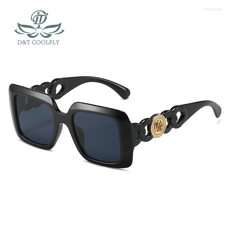 Sunglasses D&T 2023 Fashion Square Women Men Designer Gradients Lens Frame Golden Logo Sun Glasses Casual UV400