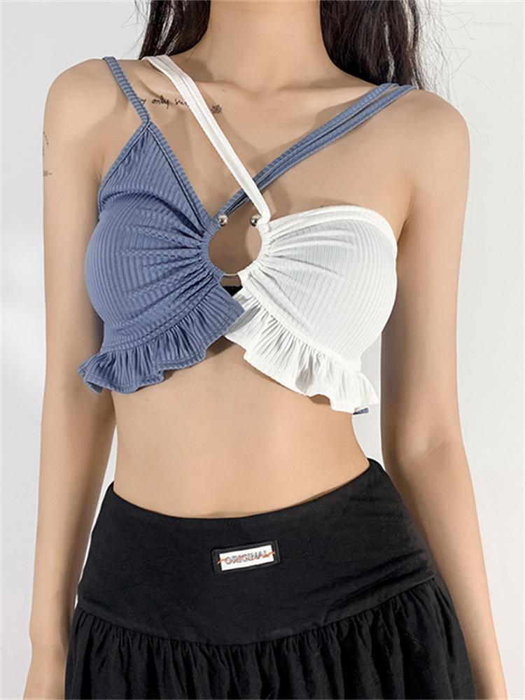 Women' Tanks Y2k Women' Crop Top Rib Knit Camisole Sleeveless Spaghetti Strap Color Block Ruffle Trim Tank Summer Chic Cami Tops, Multi
Women' Tanks Y2k Women' Crop Top Rib Knit Camisole Sleeveless Spaghetti Strap Color Block Ruffle Trim Tank Summer Chic Cami Tops, Multi