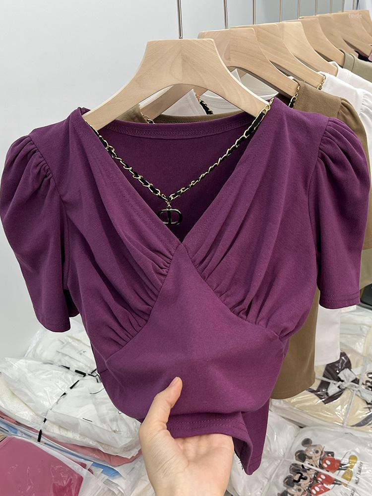 Women's T Shirts Vintage Short Sleeve Women Violet T-shirts Crop Top Sexy Summer Solid Color V Neck Shirt Chic Ladie Aesthetic Streetwear, Khaki
Women's T Shirts Vintage Short Sleeve Women Violet T-shirts Crop Top Sexy Summer Solid Color V Neck Shirt Chic Ladie Aesthetic Streetwear, Khaki