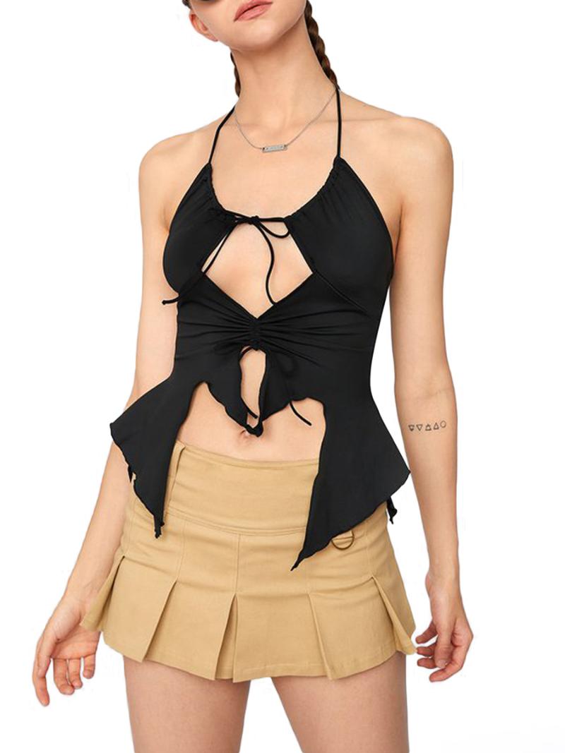 Women' Tanks & Camis Sexy Halter Neck Tank Tops Summer Backless Front Hollow Out Design Fashion Slim-fit Wild Trendy Chic Bandage VestWomen, Black
Women' Tanks & Camis Sexy Halter Neck Tank Tops Summer Backless Front Hollow Out Design Fashion Slim-fit Wild Trendy Chic Bandage VestWomen, Black