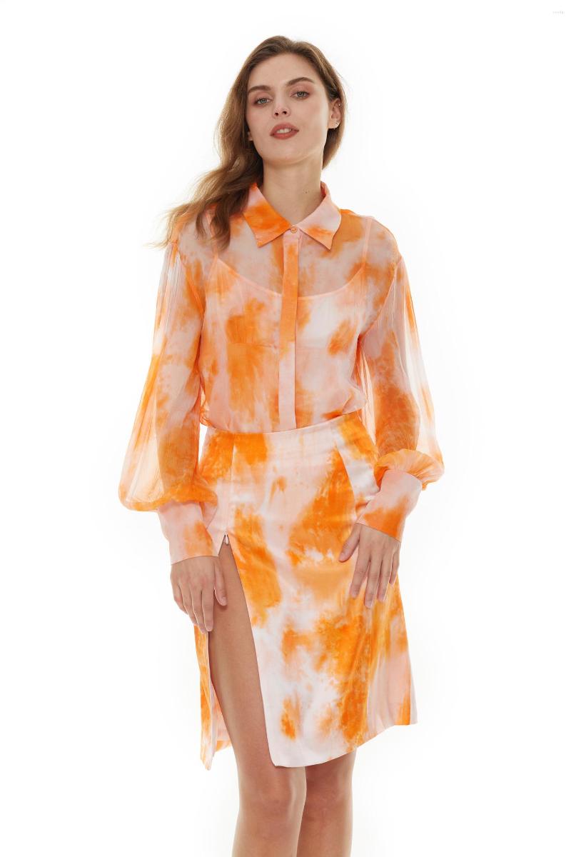 Women's Blouses 2023 Spring Gradient Print Women Backless Thin Shirt Knee-length Pencil Skirt, Orange
Women's Blouses 2023 Spring Gradient Print Women Backless Thin Shirt Knee-length Pencil Skirt, Orange