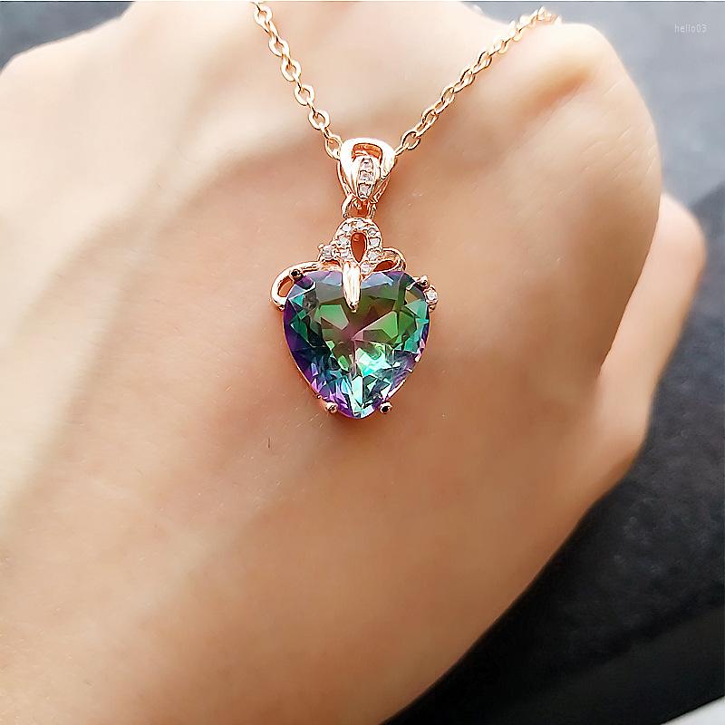Pendant Necklaces Colorful Heart Necklace Lab Created Tourmaline Love European Luxury White Gold Plated Gemstone Choker Silver Jewelry
Pendant Necklaces Colorful Heart Necklace Lab Created Tourmaline Love European Luxury White Gold Plated Gemstone Choker Silver Jewelry