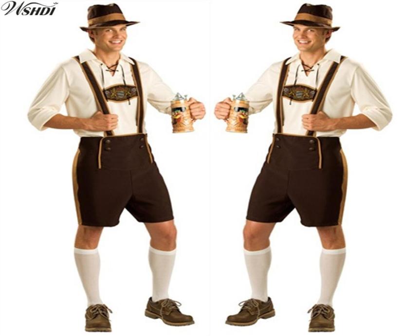 Oktoberfest Costume Lederhosen Bavarian Octoberfest German Festival Beer Halloween for Men Beer Costumes Plus Size M L XL 2XL298K