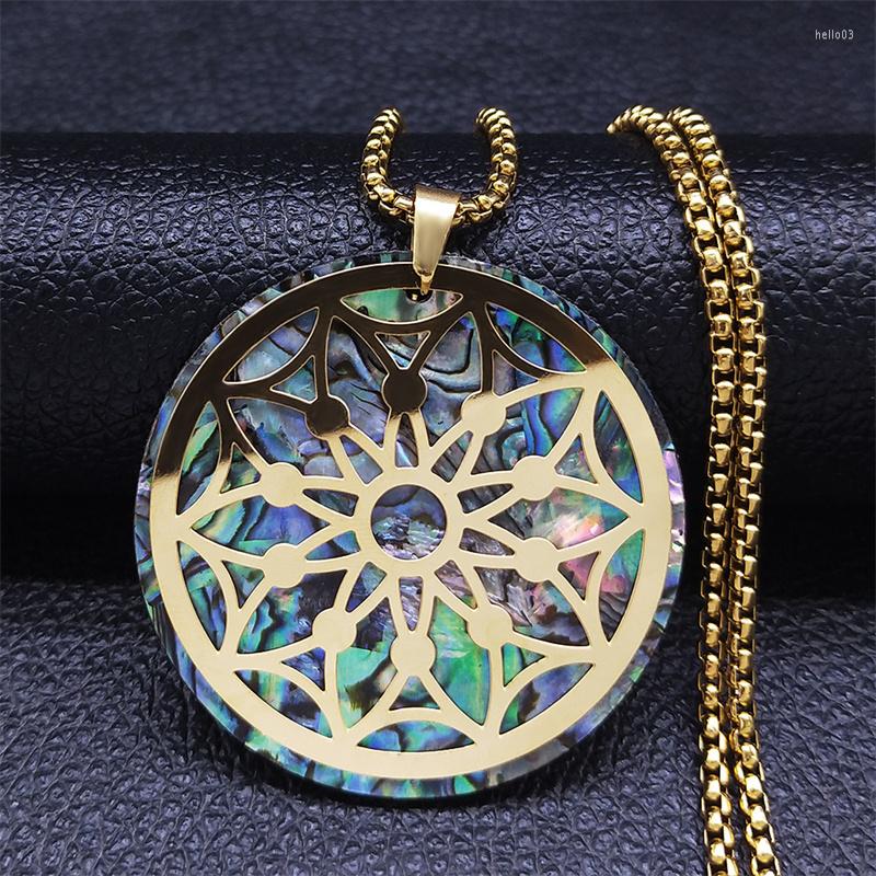 Pendant Necklaces Flower Stainless Steel Abalone Chain Necklace Big Round Gold Color Women Jewlery Acero Inoxidable N9306S04
Pendant Necklaces Flower Stainless Steel Abalone Chain Necklace Big Round Gold Color Women Jewlery Acero Inoxidable N9306S04