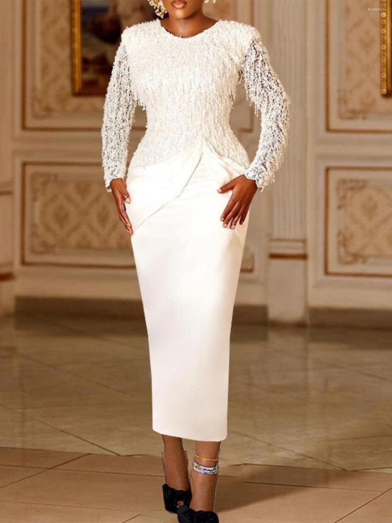 Casual Dresses Women White Formal Long Sleeve Crew Neck Tassels Lace Stitching Midi Dress Evening Gown Spring 2023 Vestido Feminino
Casual Dresses Women White Formal Long Sleeve Crew Neck Tassels Lace Stitching Midi Dress Evening Gown Spring 2023 Vestido Feminino
