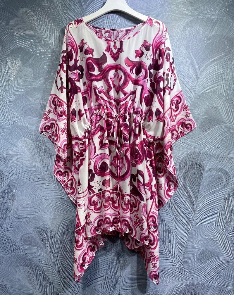 Casual Dresses Silk Dress 2023 Summer Fashion Style Women Batwing Sleeve Vintage Prints Sexy Asymmetrical Party Elegant Tunic, Picture shown 
Casual Dresses Silk Dress 2023 Summer Fashion Style Women Batwing Sleeve Vintage Prints Sexy Asymmetrical Party Elegant Tunic, Picture shown