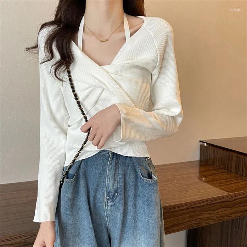 Women's Tanks Design Sense Hanging Neck Knit Women's Slim Outwear Top V-Neck Cross Chest Sweater Fashion
Women's Tanks Design Sense Hanging Neck Knit Women's Slim Outwear Top V-Neck Cross Chest Sweater Fashion