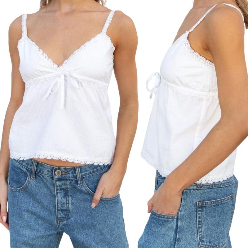 Women' Tanks Y2K Lace Mini Crop Tops Bow Tie Up V Neck Spaghetti Strap Tank Harajuku Basic Casual Women Summer Sweats Streetwear Chic, White
Women' Tanks Y2K Lace Mini Crop Tops Bow Tie Up V Neck Spaghetti Strap Tank Harajuku Basic Casual Women Summer Sweats Streetwear Chic, White