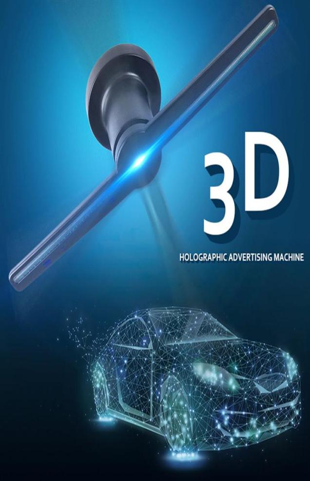 3D Hologram Lamps Display Advertising Projector LED Fan Holographic Imaging Threedimensional Displaying Advertise logo Light Deco