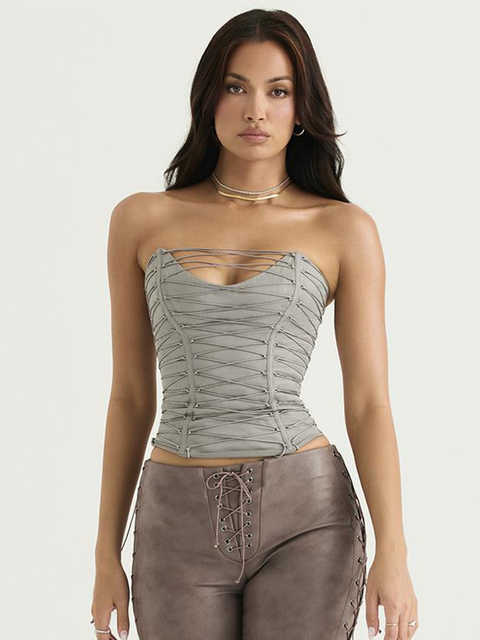 Fashion Going Out Street Wear Vest For Women Tube Tops Elegant Club Party Outfits Lace Up y2k Grey Cropped Tops, Gray
Fashion Going Out Street Wear Vest For Women Tube Tops Elegant Club Party Outfits Lace Up y2k Grey Cropped Tops, Gray