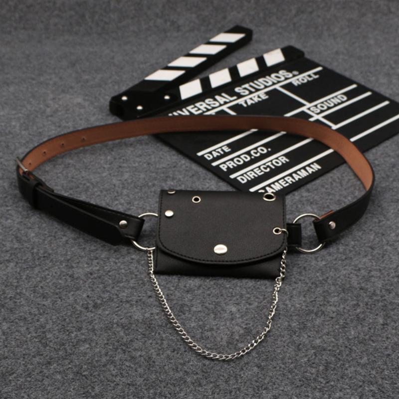 Waist Bags Punk Style Chains Fanny Pack For Women PU Leather Detachable Men Belt Bag Mini Small Phone Packs Luxury, Black
Waist Bags Punk Style Chains Fanny Pack For Women PU Leather Detachable Men Belt Bag Mini Small Phone Packs Luxury, Black