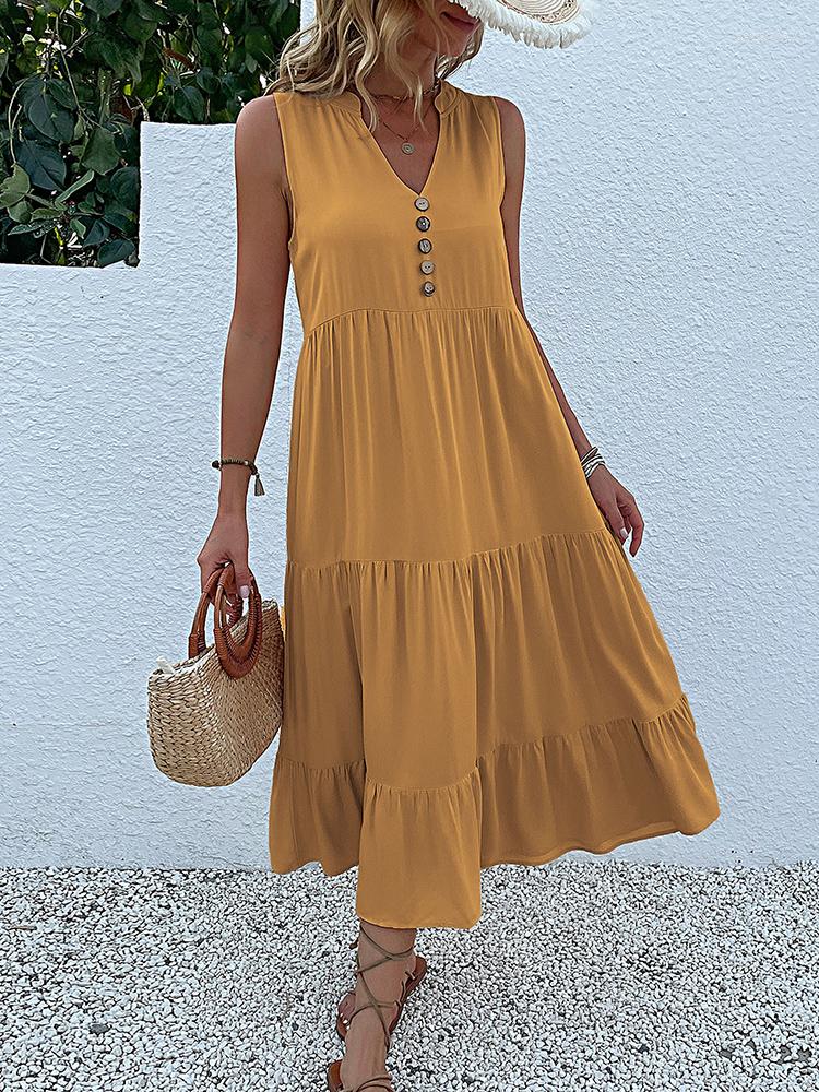 Casual Dresses Women Solid Tank Midi 2023 Summer Loose Sleeveless V Neck Buttons Ruffle Dress Female Beach Party Vestidos, Navy
Casual Dresses Women Solid Tank Midi 2023 Summer Loose Sleeveless V Neck Buttons Ruffle Dress Female Beach Party Vestidos, Navy