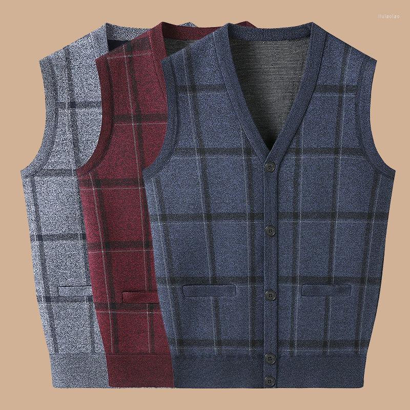 Men's Vests Autumn Men's Business Casual Knitted Vest Classic Style Plaid Contrast Wool Sleeveless Sweater Male Brand Clothes A66, Burgundy
Men's Vests Autumn Men's Business Casual Knitted Vest Classic Style Plaid Contrast Wool Sleeveless Sweater Male Brand Clothes A66, Burgundy