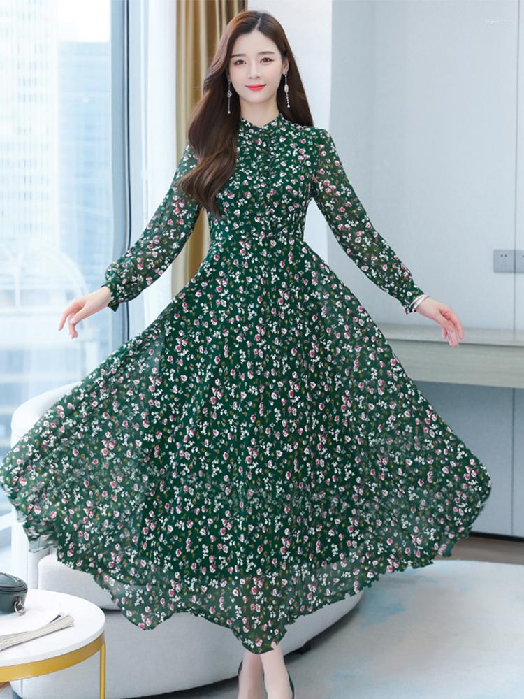 Casual Dresses Green Women Long Sleeve Dress Spring Chiffon Floral Midi Beach Elegant Fashion Maxi Clothes For Prom Evening 2023
Casual Dresses Green Women Long Sleeve Dress Spring Chiffon Floral Midi Beach Elegant Fashion Maxi Clothes For Prom Evening 2023