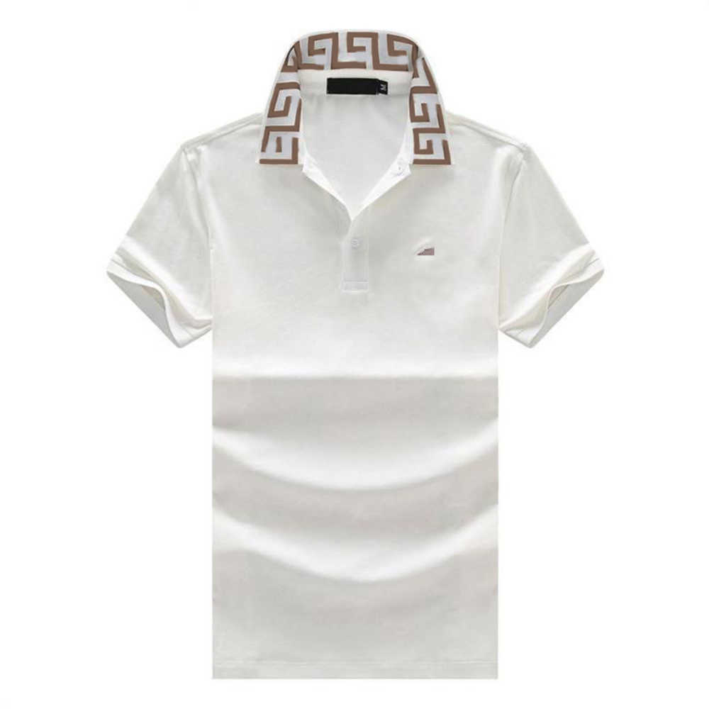 2023 New Men's Polo Shirt Short Sleeve T-shirt Loose Summer Solid Half Casual Tops Asian Size -3xl 002, White
