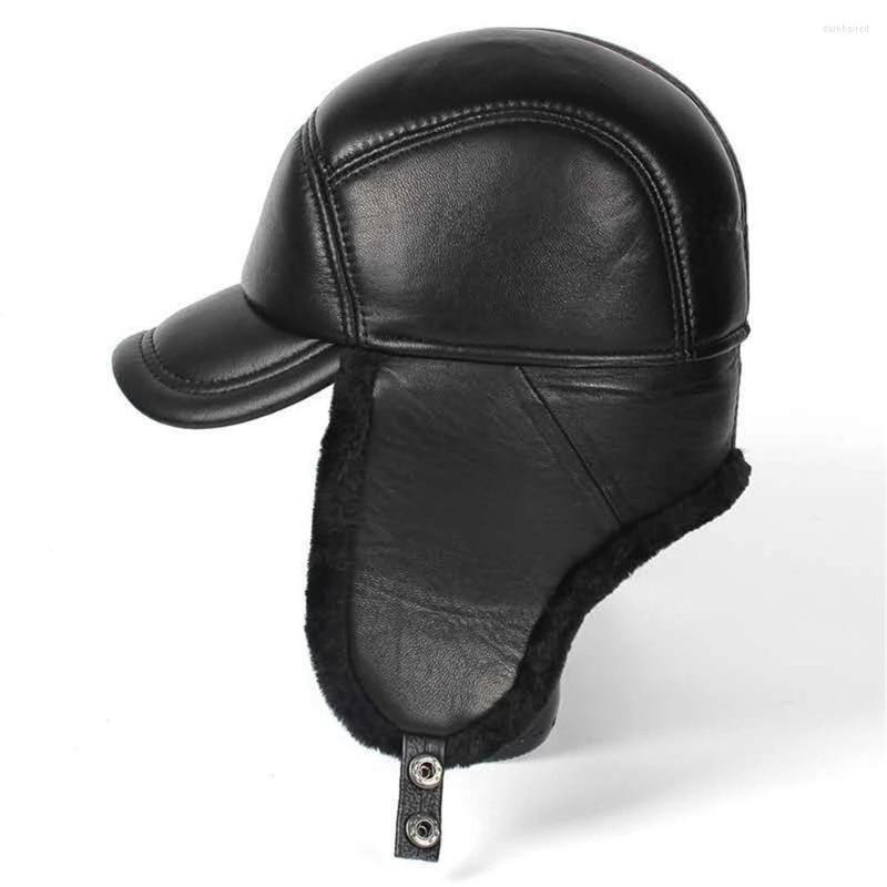 Berets Winter Hat Men Genuine Leather Shpskin Bomber Earflap Black Warm Thick Ski Snow Windproof Male Russian
Berets Winter Hat Men Genuine Leather Shpskin Bomber Earflap Black Warm Thick Ski Snow Windproof Male Russian