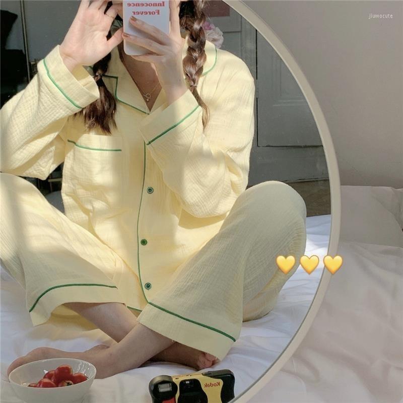 Women's Sleepwear Cotton Women's Pajamas Korean Female Set Woman 2 Pieces Nightwear Solid Color Pijama Spring Pyjamas Home Suit, Blue
Women's Sleepwear Cotton Women's Pajamas Korean Female Set Woman 2 Pieces Nightwear Solid Color Pijama Spring Pyjamas Home Suit, Blue
