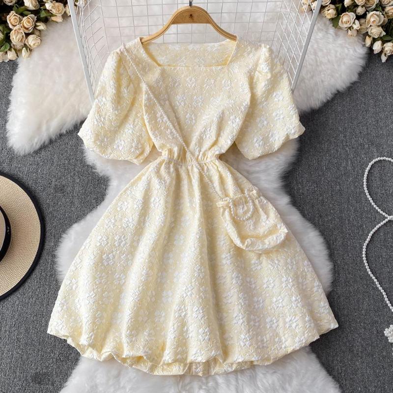 Party Dresses Summer French Retro Temperament Bubble Sleeve Square Neck Waist-skimming Short Puffy Princess Dress, Blue
Party Dresses Summer French Retro Temperament Bubble Sleeve Square Neck Waist-skimming Short Puffy Princess Dress, Blue