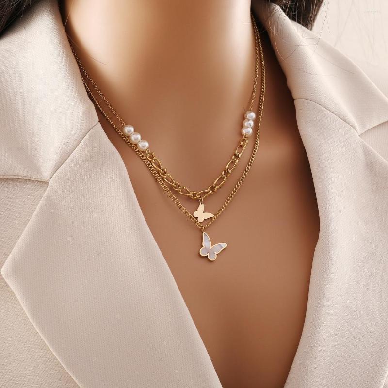 Pendant Necklaces 316L Stainless Steel Pearl Butterfly Necklace For Women Fashion Girls 2in1 Chain Jewelry Set Birthday Party Gifts
Pendant Necklaces 316L Stainless Steel Pearl Butterfly Necklace For Women Fashion Girls 2in1 Chain Jewelry Set Birthday Party Gifts