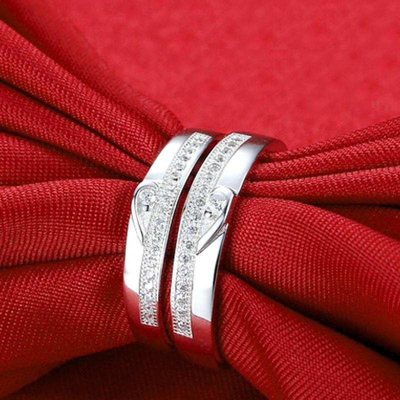 Best Selling Couple Rings Platinum Plated AAA Cubic Zirconia Silver Rings