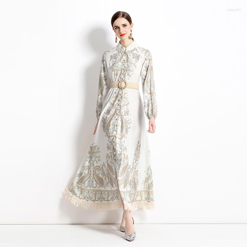 Casual Dresses 2023 Spring European Retro Style Printed Tassel Long Sleeve Dress Temperament Fashion, White
Casual Dresses 2023 Spring European Retro Style Printed Tassel Long Sleeve Dress Temperament Fashion, White