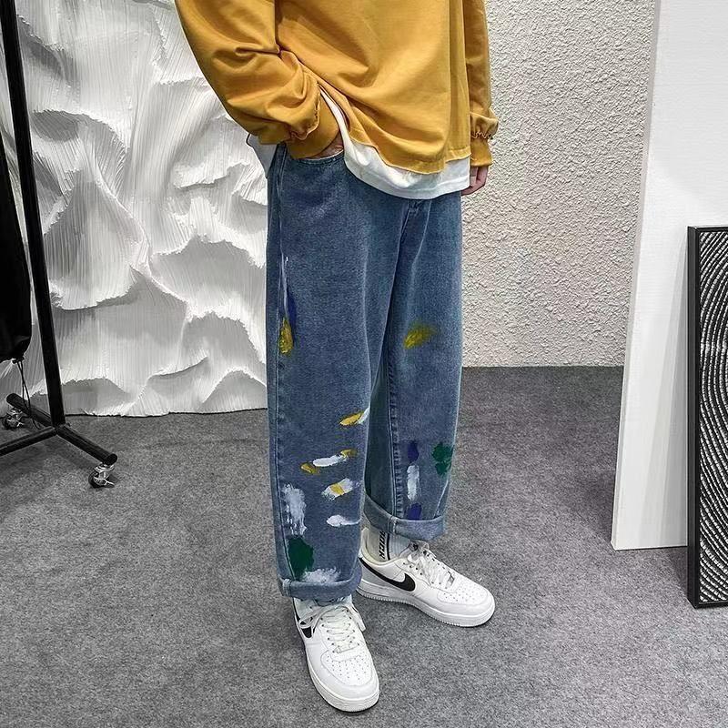 Men' Jeans Splashing Ink Men Straight Casual Pants 2023 Autumn Fashion Graffiti High Street Hip-hop Style Slimming Loose Trousers, Blue
Men' Jeans Splashing Ink Men Straight Casual Pants 2023 Autumn Fashion Graffiti High Street Hip-hop Style Slimming Loose Trousers, Blue