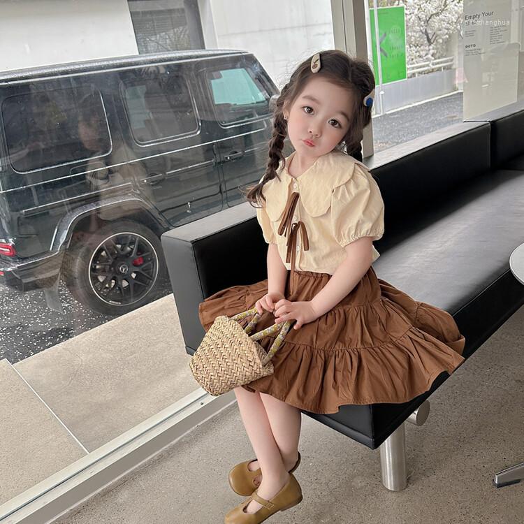 Clothing Sets Girls Dress Summer Skirt Set 2023 Kids Clothes For Doll Collar Bowknot Shirt Tiered Preppy Style Two-piece, Dark brown
Clothing Sets Girls Dress Summer Skirt Set 2023 Kids Clothes For Doll Collar Bowknot Shirt Tiered Preppy Style Two-piece, Dark brown