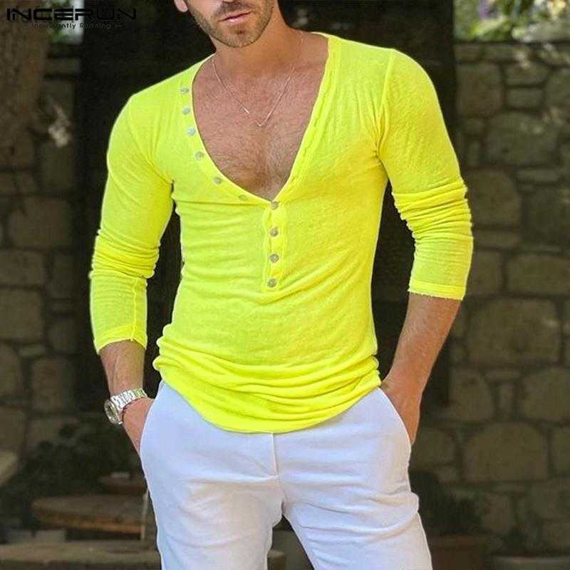Men's T-Shirts INCERUN Men T Shirt Solid Color V Neck Long Sleeve Button Casual Thin Tee Tops 2023 Fitness Streetwear Stylish Camisetas S-5XL L230520, Black
Men's T-Shirts INCERUN Men T Shirt Solid Color V Neck Long Sleeve Button Casual Thin Tee Tops 2023 Fitness Streetwear Stylish Camisetas S-5XL L230520, Black