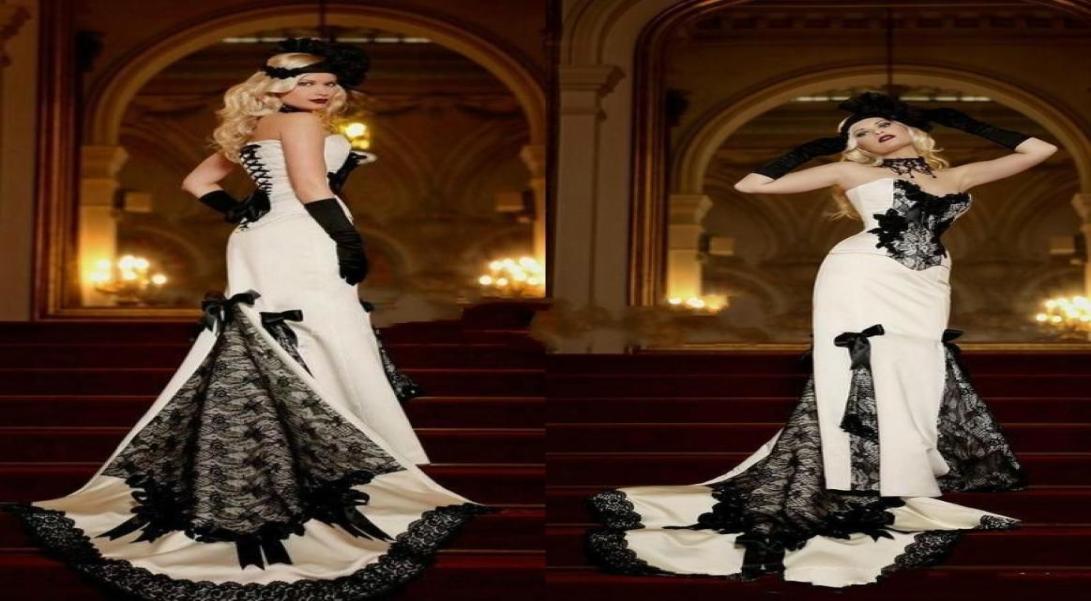 Victoria Vintage Gothic Black and White Plus Size Mermaid Wedding Dresses Cheap Sweetheart Floor Length Satin Bow Wedding Bridal G8108002, Same as image
Victoria Vintage Gothic Black and White Plus Size Mermaid Wedding Dresses Cheap Sweetheart Floor Length Satin Bow Wedding Bridal G8108002, Same as image