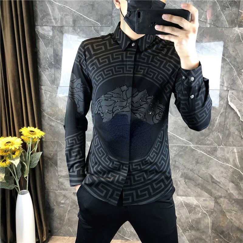 Men's Casual Shirts designer Mens casual shirt shirts fashion diamond long sleeved lapel thin cardigan silk Shirt 5XL 258 9KEI, Black 
Men's Casual Shirts designer Mens casual shirt shirts fashion diamond long sleeved lapel thin cardigan silk Shirt 5XL 258 9KEI, Black