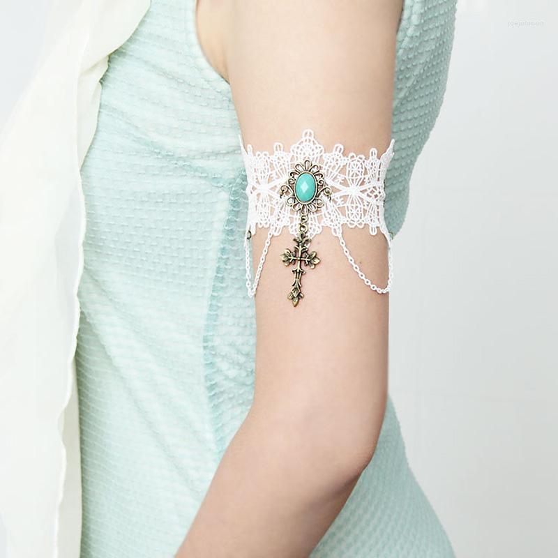 Charm Bracelets Armlet For Women Handmade Flower White Lace Stone Cross Drop Arm Band Armband Wedding Bridal Gothic Lady Jewelry
Charm Bracelets Armlet For Women Handmade Flower White Lace Stone Cross Drop Arm Band Armband Wedding Bridal Gothic Lady Jewelry
