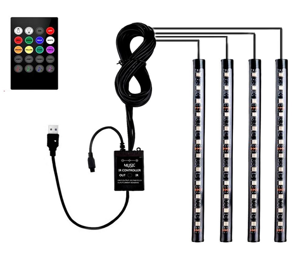 4 Pieces Auto RGB Multicolor Interior Music Voice Active Function LED Strip Lighting with Remote Control Kit USB Port8452921
4 Pieces Auto RGB Multicolor Interior Music Voice Active Function LED Strip Lighting with Remote Control Kit USB Port8452921