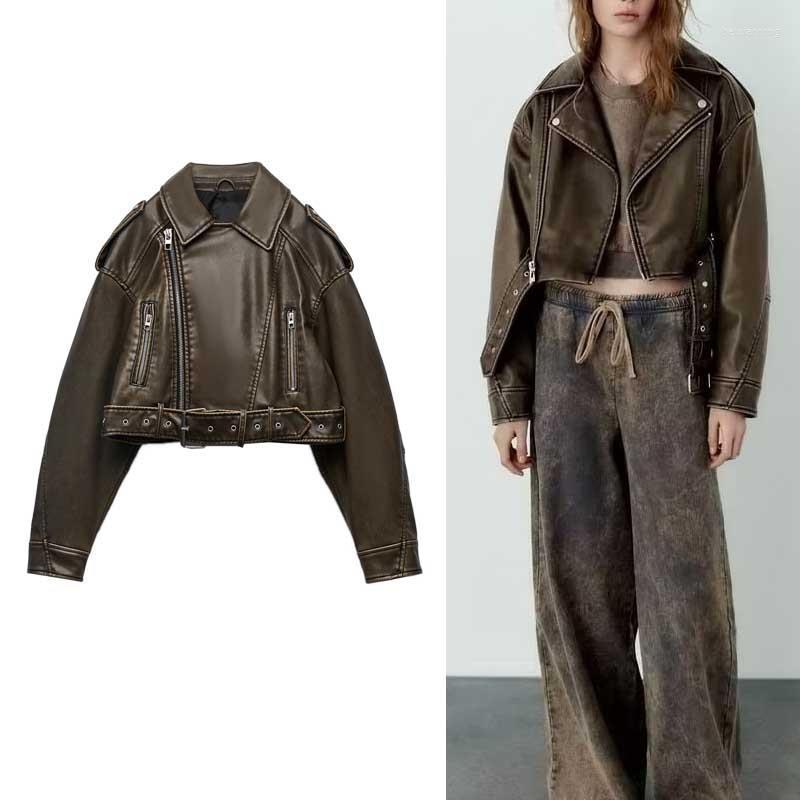 Women's Jackets Spring Short Long-sleeved Lapel PU Jacket Washed Gradient Leather For Women, Carbon color
Women's Jackets Spring Short Long-sleeved Lapel PU Jacket Washed Gradient Leather For Women, Carbon color