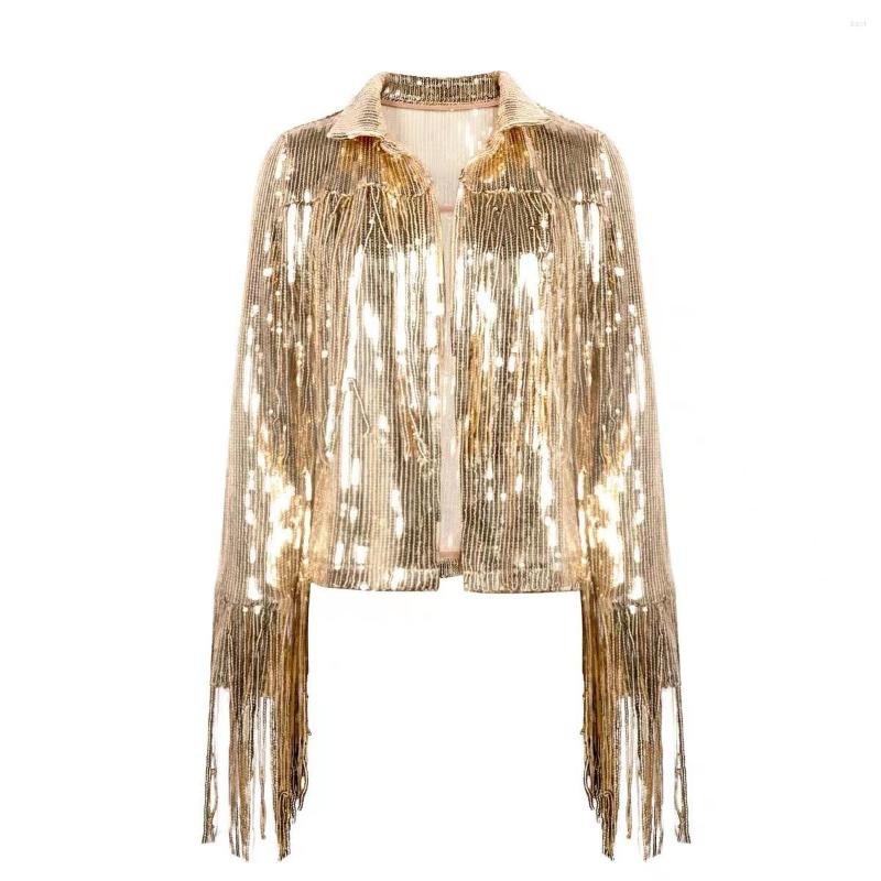 Women's Jackets Women's Tassel Sequin Jacket Streetwear Long Sleeve Turn Down Collar Loose Casual Coat Plus Size Female Elegant, Gold
Women's Jackets Women's Tassel Sequin Jacket Streetwear Long Sleeve Turn Down Collar Loose Casual Coat Plus Size Female Elegant, Gold